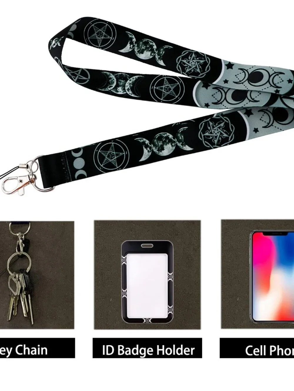 Cool Moon ID Lanyard Badge Holder for Women Men Key Card Holder Keychain Holder
